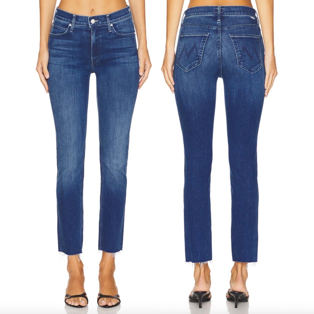 MOTHER The Mid Rise Dazzler Ankle Fray Jeans in Nothing Between Us